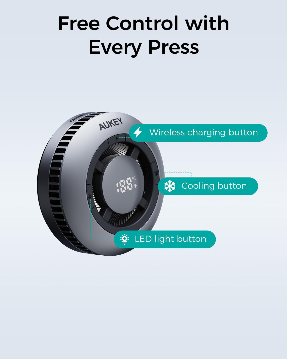 AUKEY MagFusion GameFrost Qi2 Active Cooling Wireless Charging Pad LC-G10