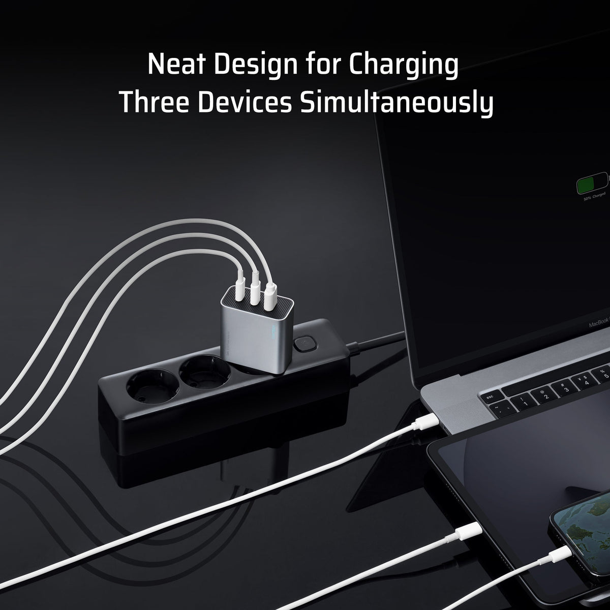 CUKTECH Multi-ports GaN Charger 65W (2C1A)