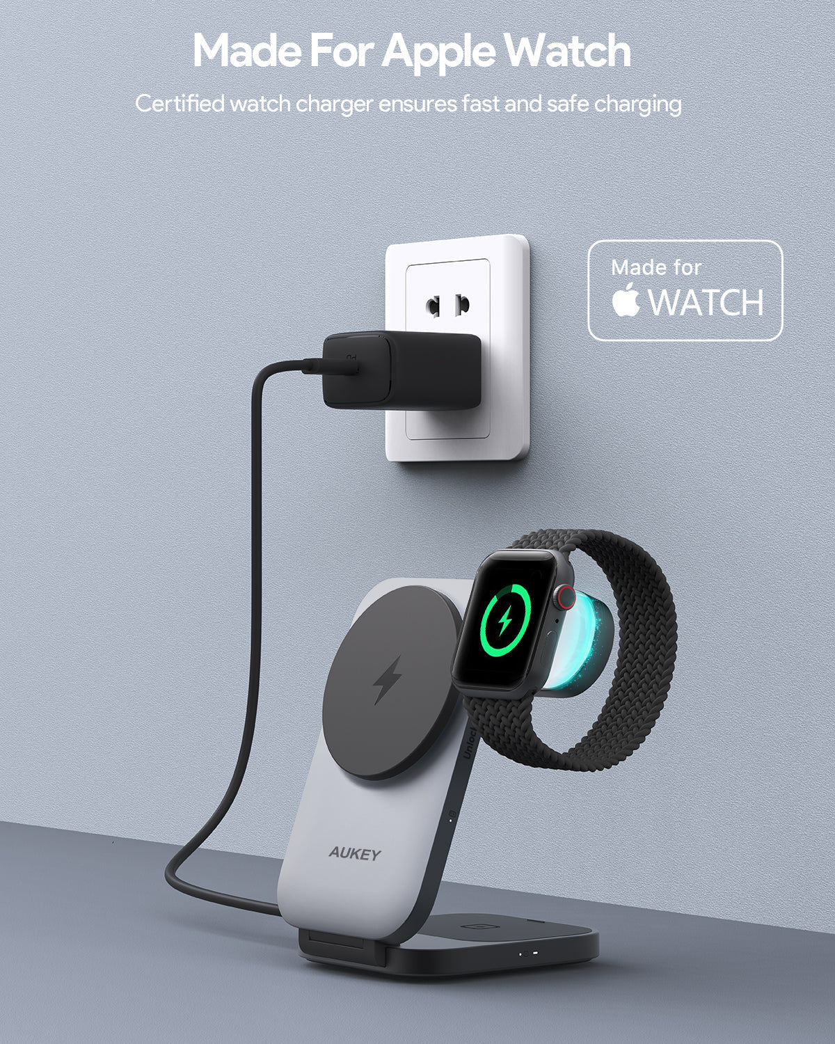 AUKEY MagFusion Z Plus Qi2.2 25W Foldable 3 in 1 Wireless Charger Station LC-MC312P