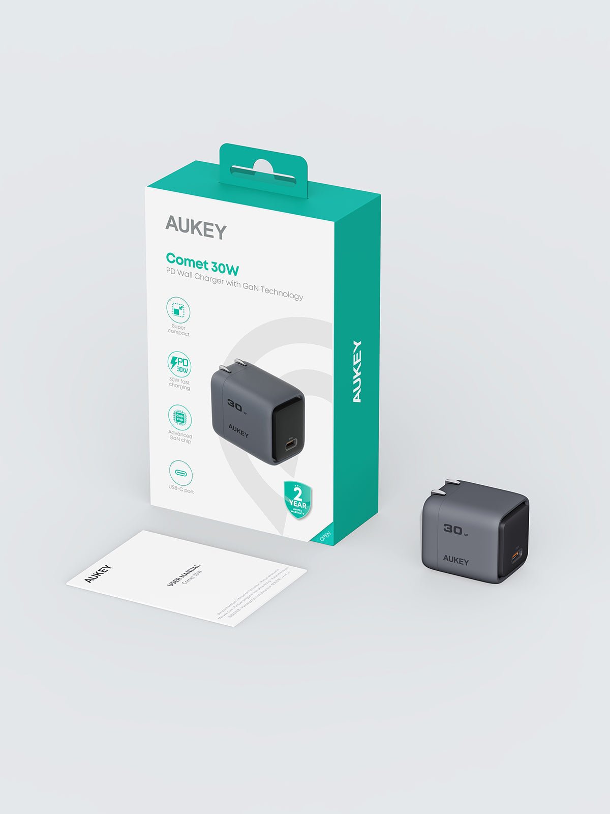 AUKEY Comet 30W PD Wall Charger Foldable with GaN Technology PA-C1