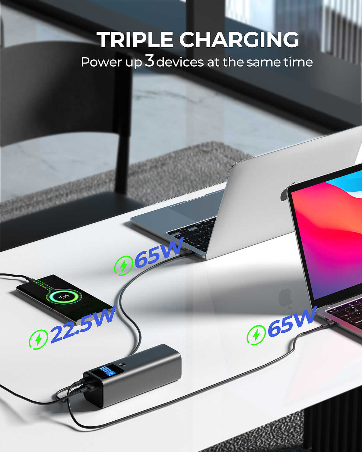 AUKEY Sprint X 27.6K 140W Ultra-Fast Charging Power Bank with Smart Digital Display PB-Y45