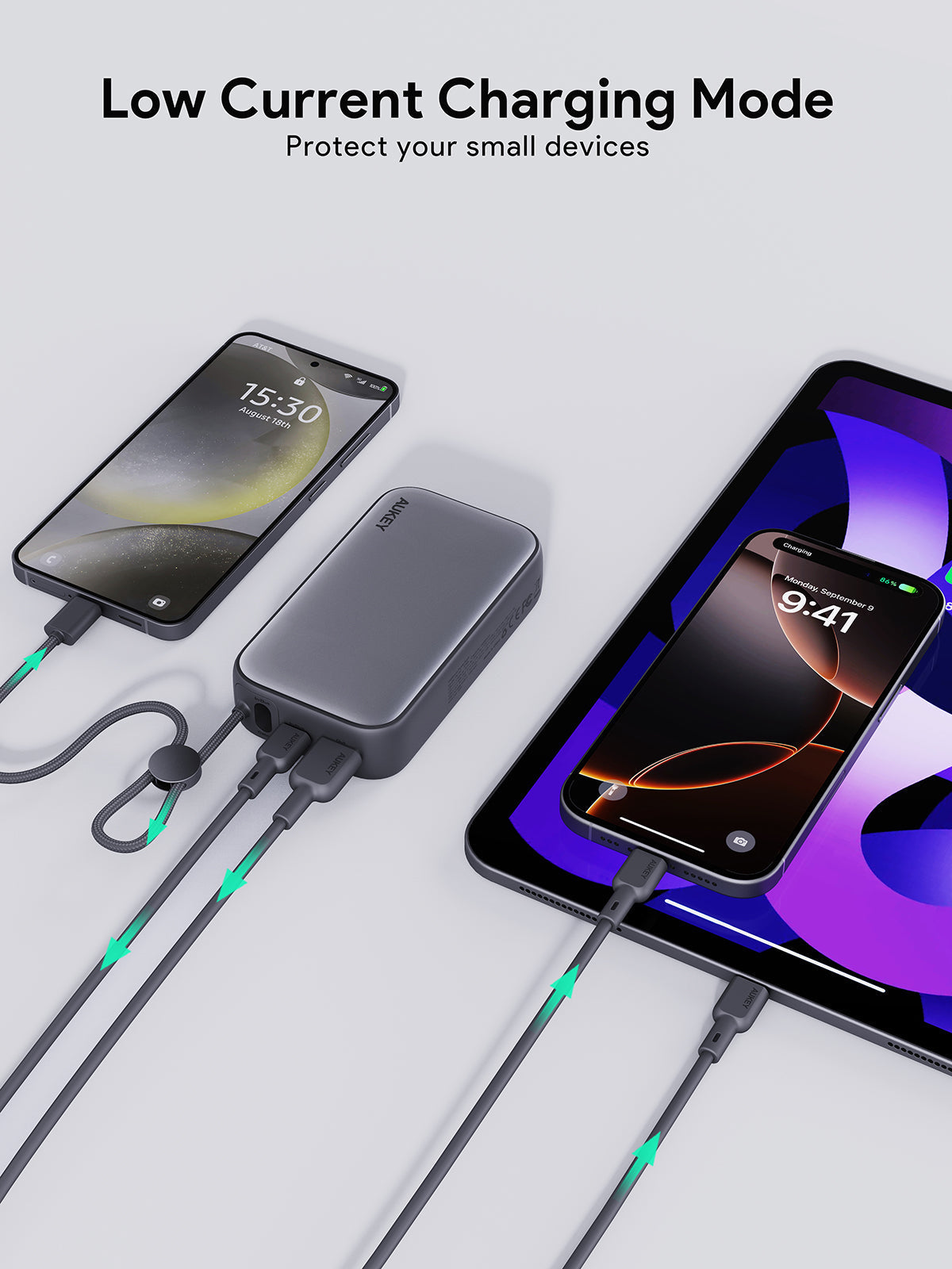 AUKEY Spark Sling 10000 Compact Fast Charging Power Bank with Built-in USB-C Cable PB-Y47