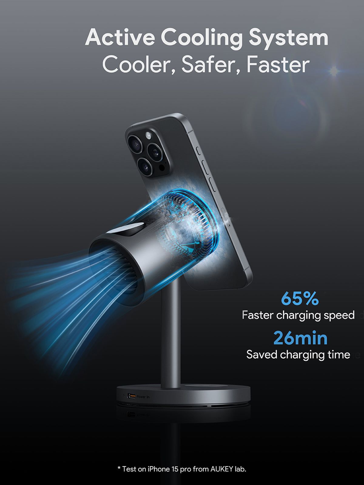 AUKEY MagFusion 3 in 1 wireless charger with Qi2 Active Cooling LC-MC311A