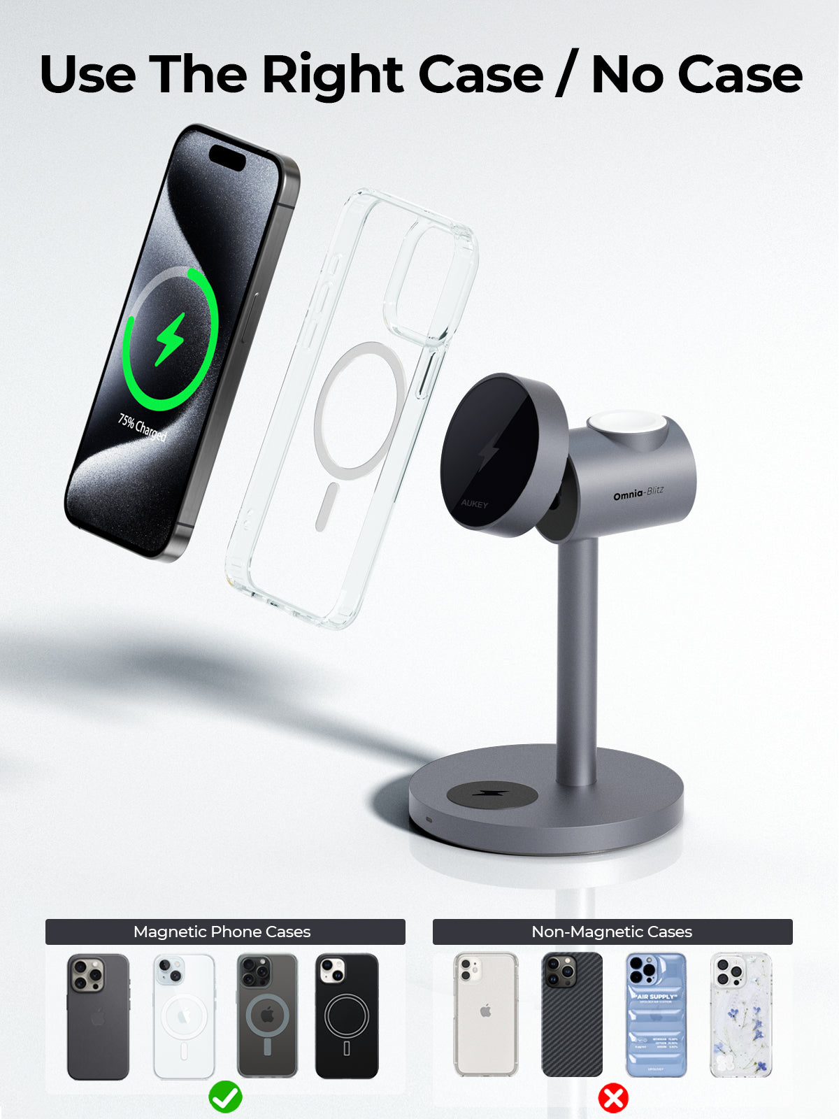 AUKEY MagFusion Qi2 3 in 1 Wireless Charger Station LC-MC311