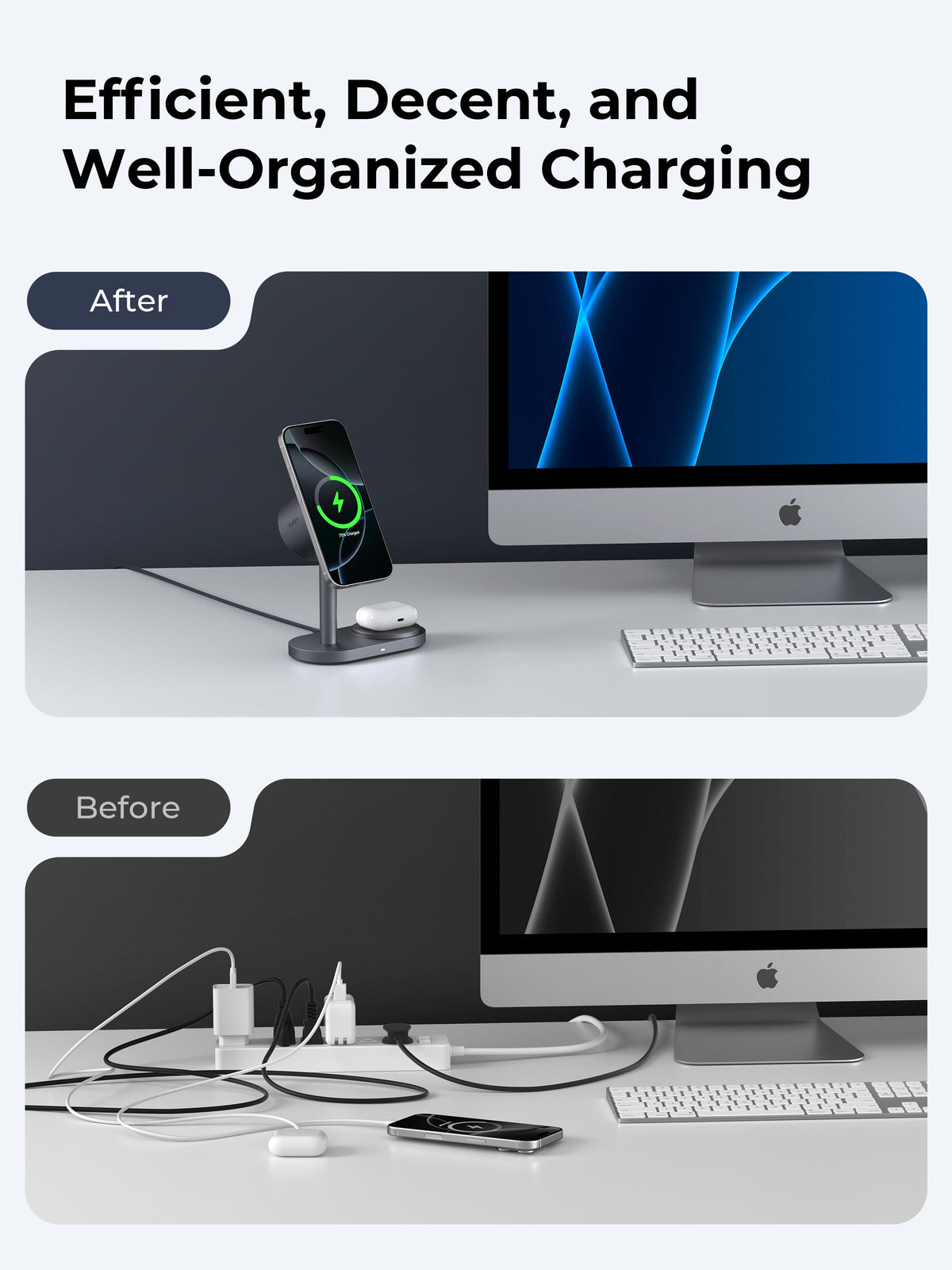 AUKEY Qi2.2 MagFusion 2X Wireless Charging Station 2-in-1 Magnetic Wireless Charger LC-MC213  (Wall Charger Not Included)
