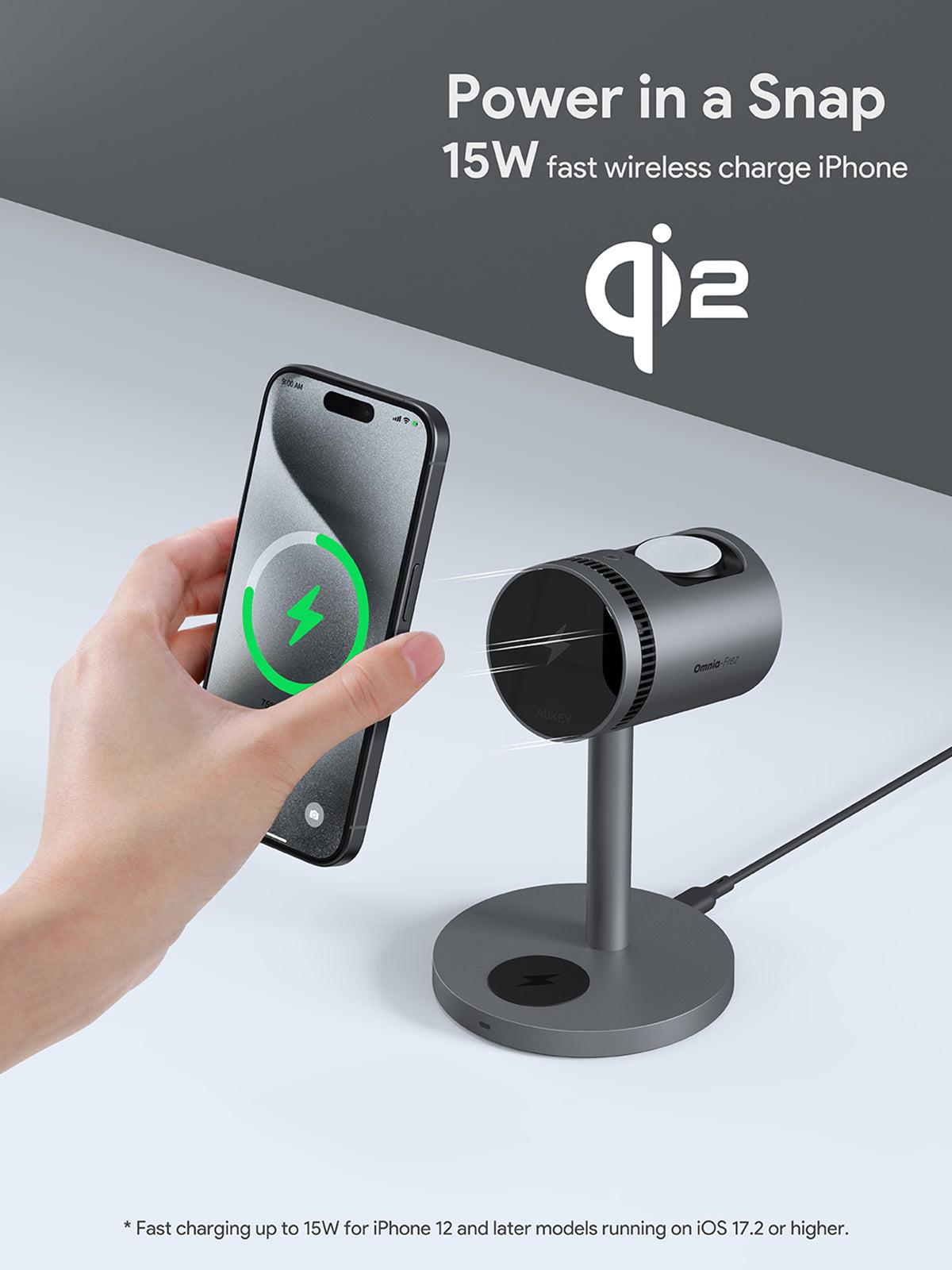AUKEY MagFusion 3 in 1 wireless charger with Qi2 Active Cooling LC-MC311A