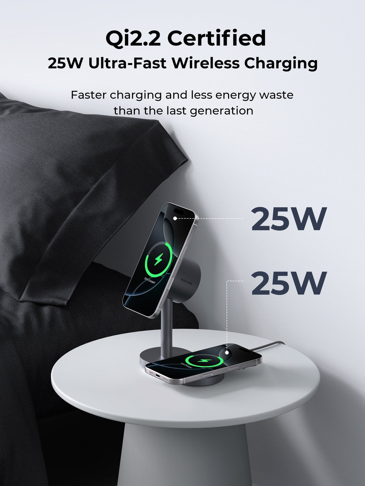 AUKEY Qi2.2 MagFusion 2X Wireless Charging Station 2-in-1 Magnetic Wireless Charger LC-MC213  (Wall Charger Not Included)