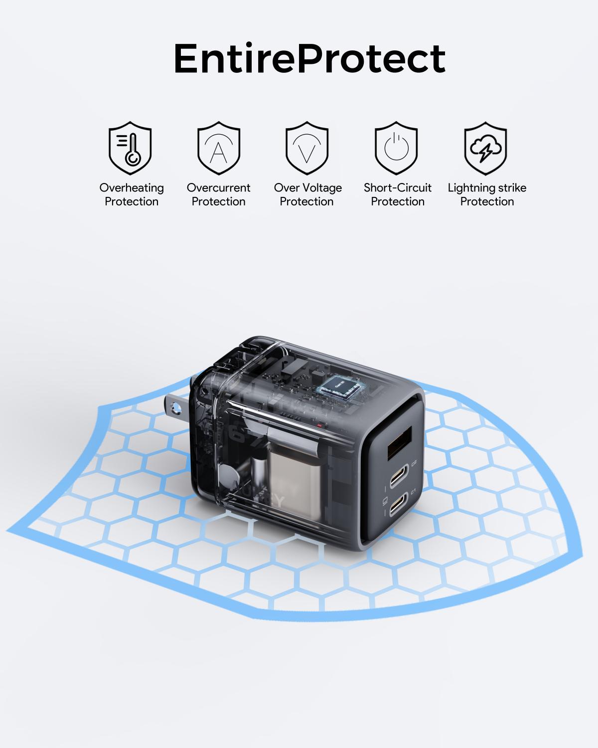 AUKEY Comet Mix 3 67W  PD Wall Charger with GaN Technology PA-C3