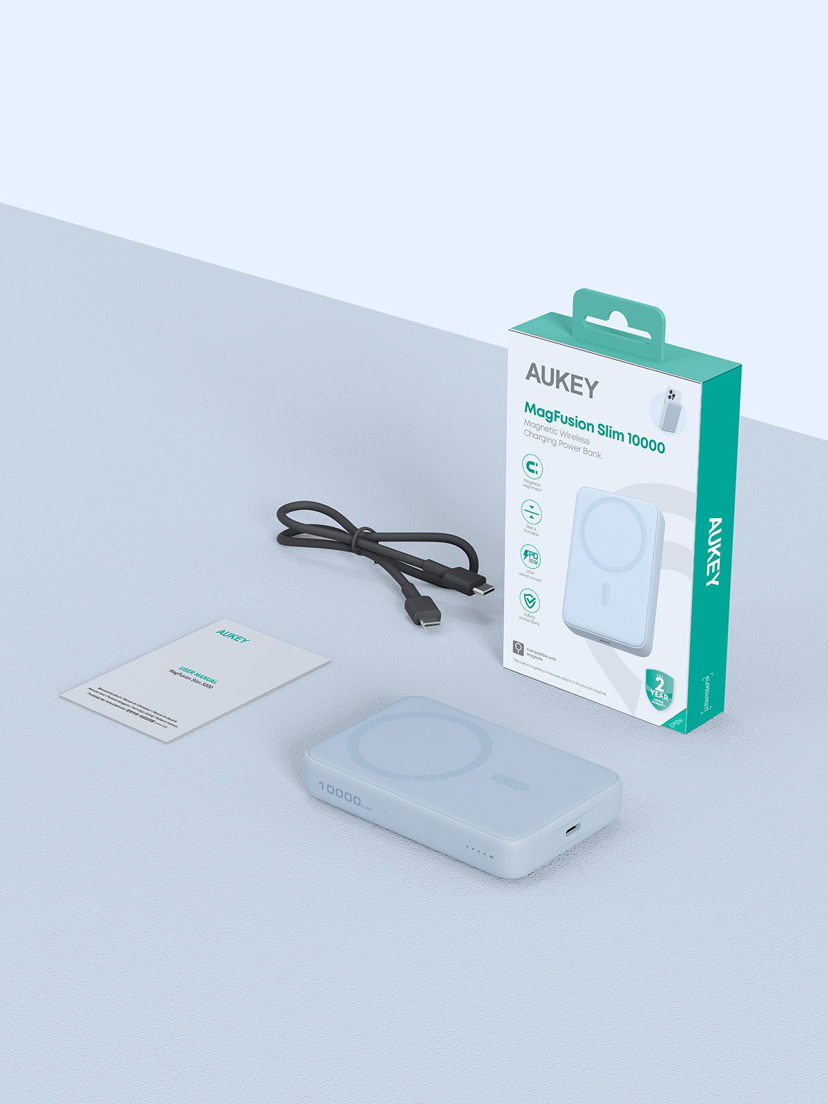 AUKEY MagFusion 10000 10000mAh Magnetic Wireless Charging Power Bank PB-MS04