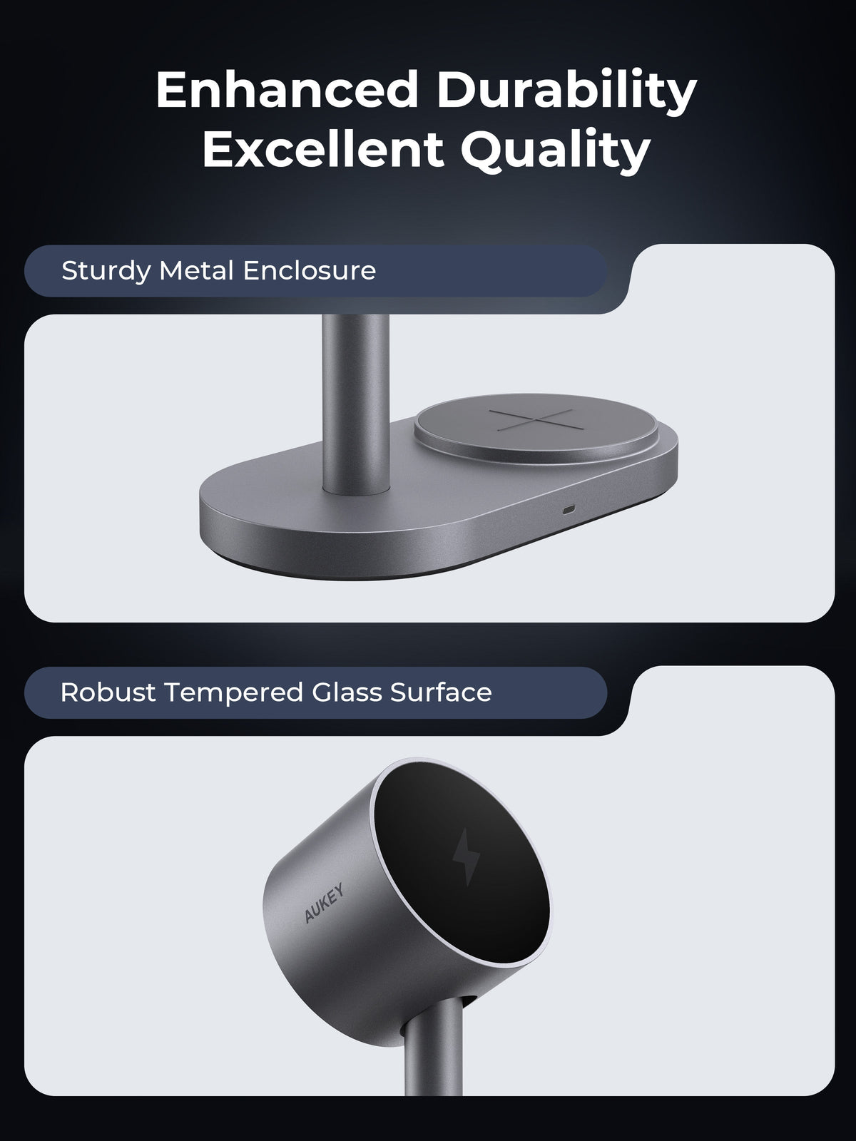 AUKEY Qi2.2 MagFusion 2X Wireless Charging Station 2-in-1 Magnetic Wireless Charger LC-MC213  (Wall Charger Not Included)