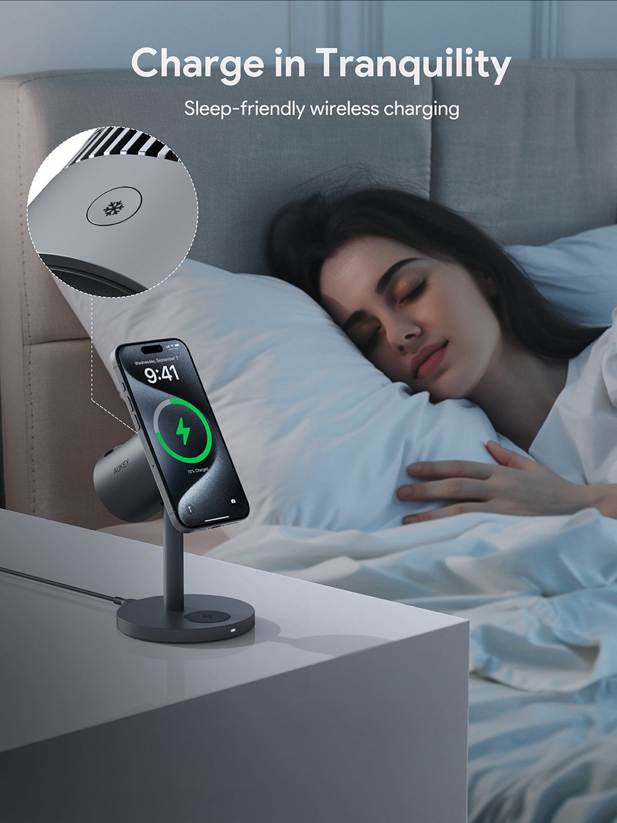 AUKEY MagFusion 3 in 1 wireless charger with Qi2 Active Cooling LC-MC311A