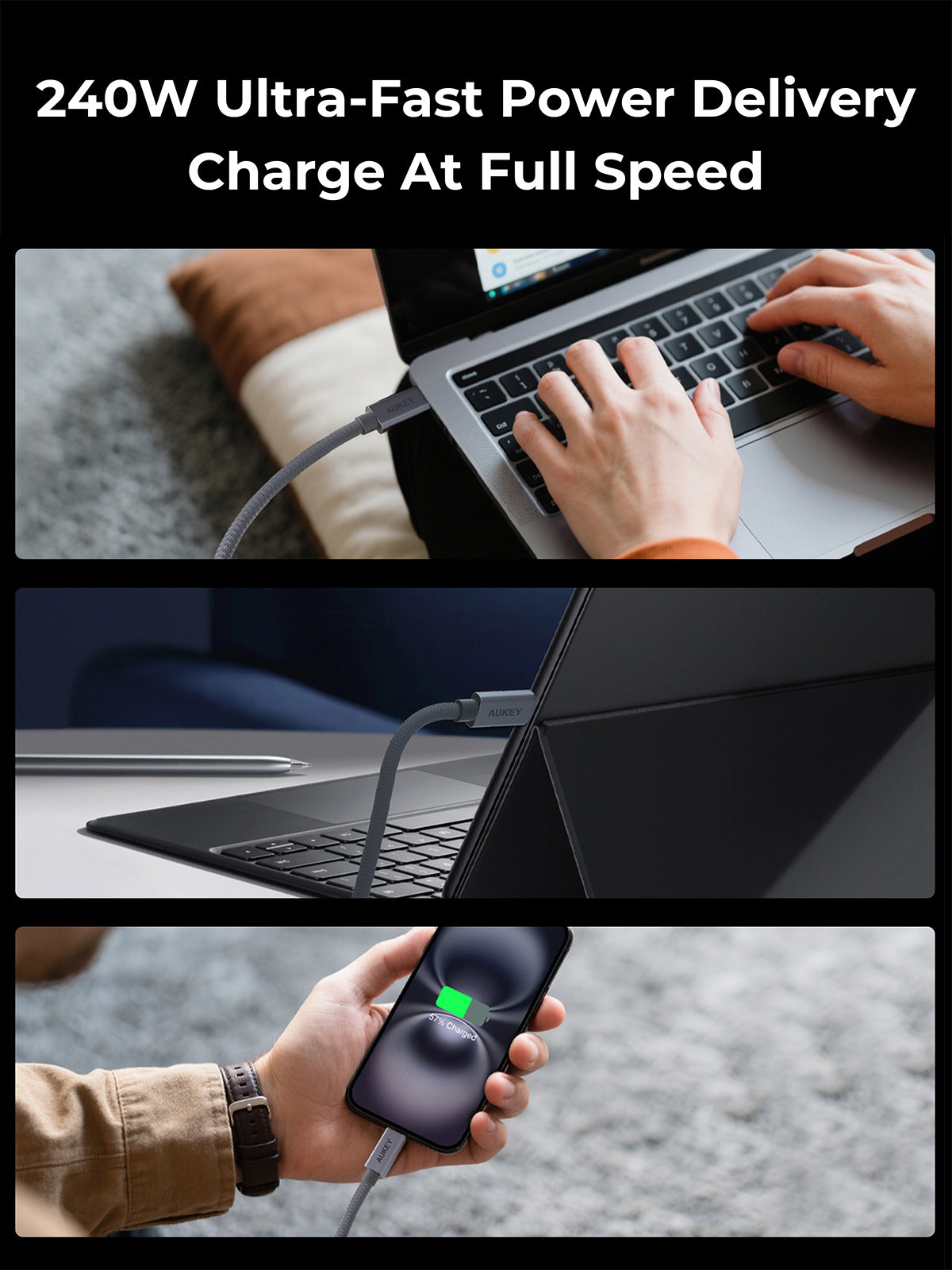 AUKEY CB-DCC401 USB-C to USB-C Cable (240W / 40Gbp / 8K 60Hz)