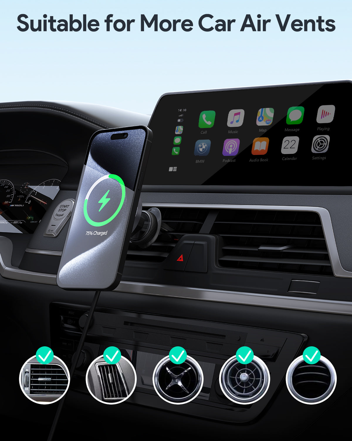 AUKEY MagFusion Dash Qi2 Wireless Charging Phone Mount HD-MC13