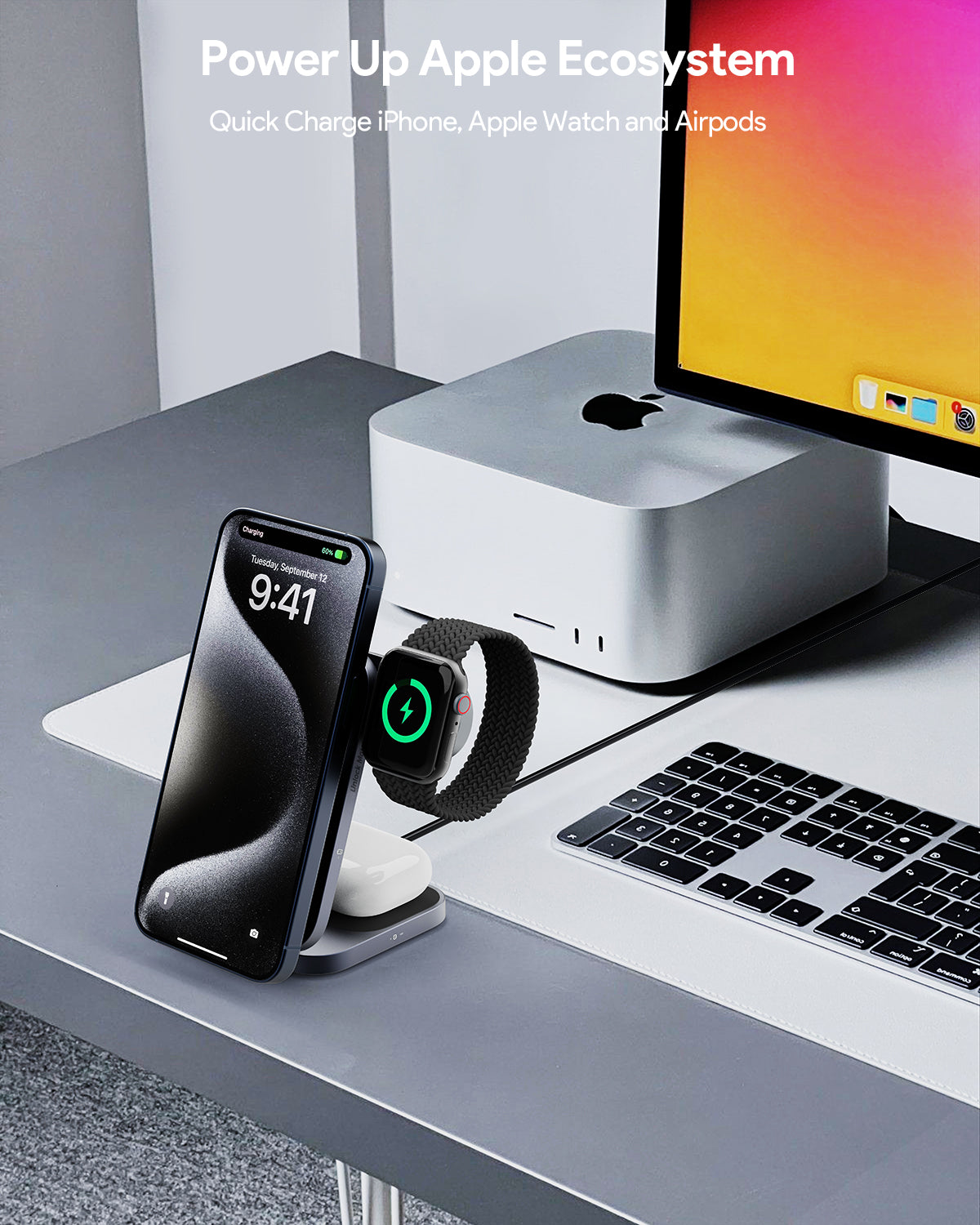 AUKEY MagFusion Z Plus Qi2.2 25W Foldable 3 in 1 Wireless Charger Station LC-MC312P