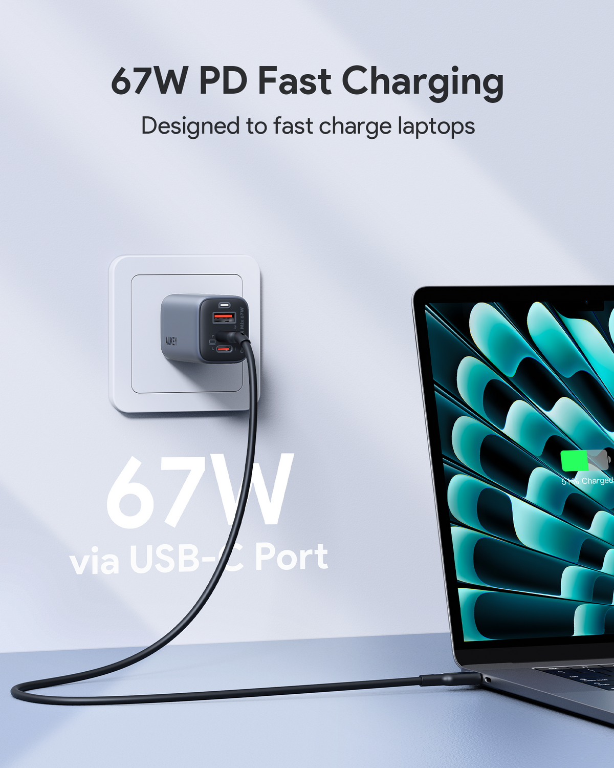 AUKEY 67W UFCS 3-Port Wall Charger PA-B6U