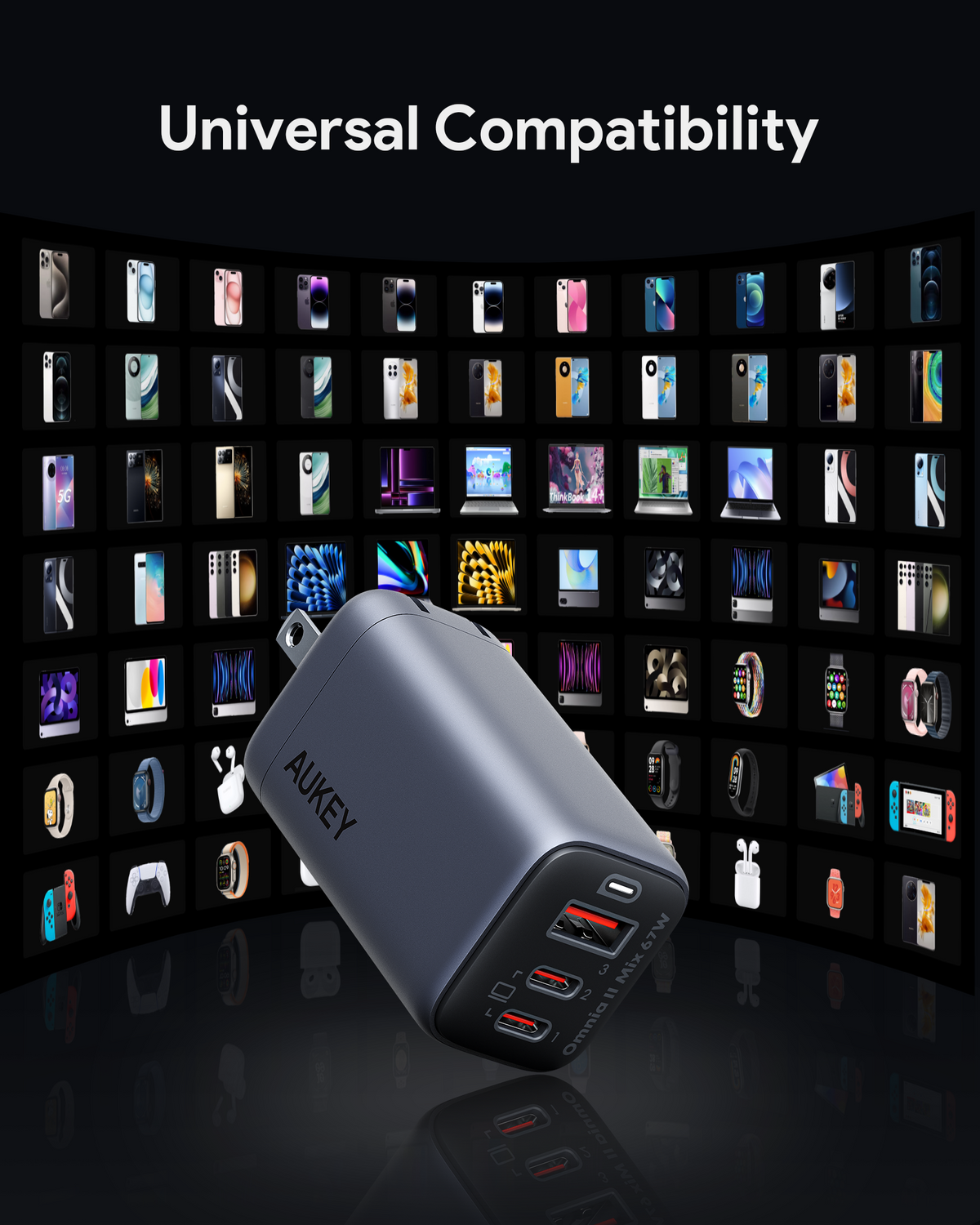 AUKEY 67W UFCS 3-Port Wall Charger PA-B6U
