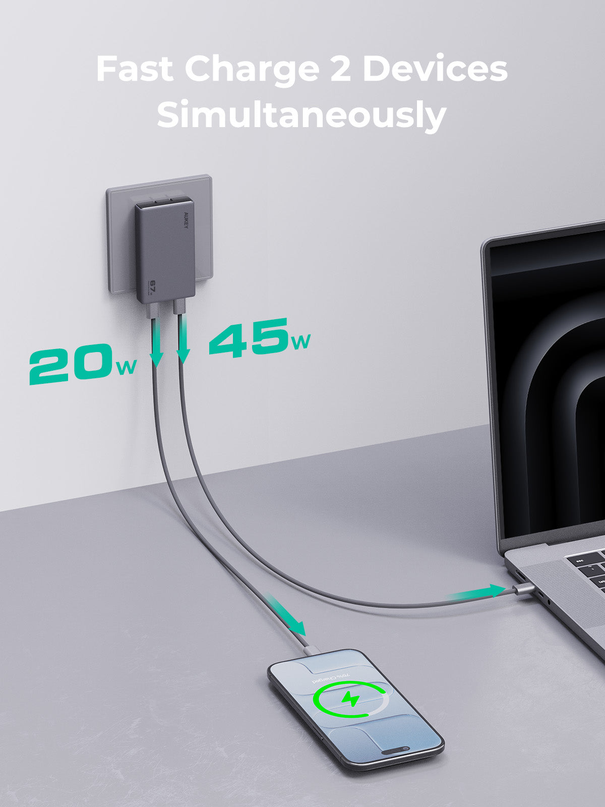 AUKEY Comet Slim 67W PD Wall Charger with GaN Technology PA-C4