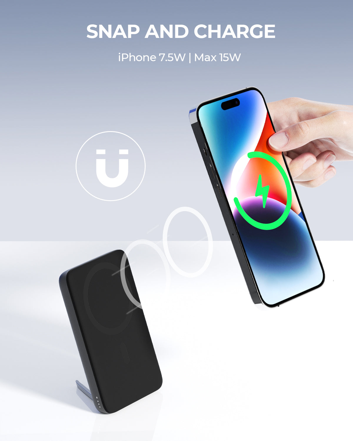 AUKEY MagFusion 6700 6700mAh 20W Magnetic Wireless Charging Power Bank USB C-C  Included Gray PB-MS01