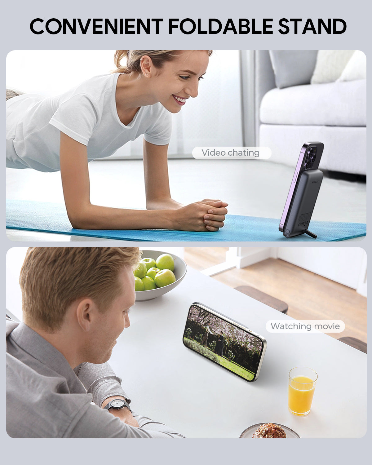 AUKEY MagFusion 6700 6700mAh 20W Magnetic Wireless Charging Power Bank USB C-C  Included Gray PB-MS01