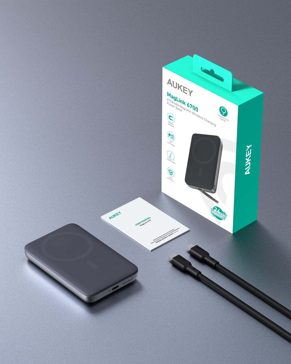AUKEY MagFusion 6700 20W Magnetic Wireless Charging Power BankPB-MS05