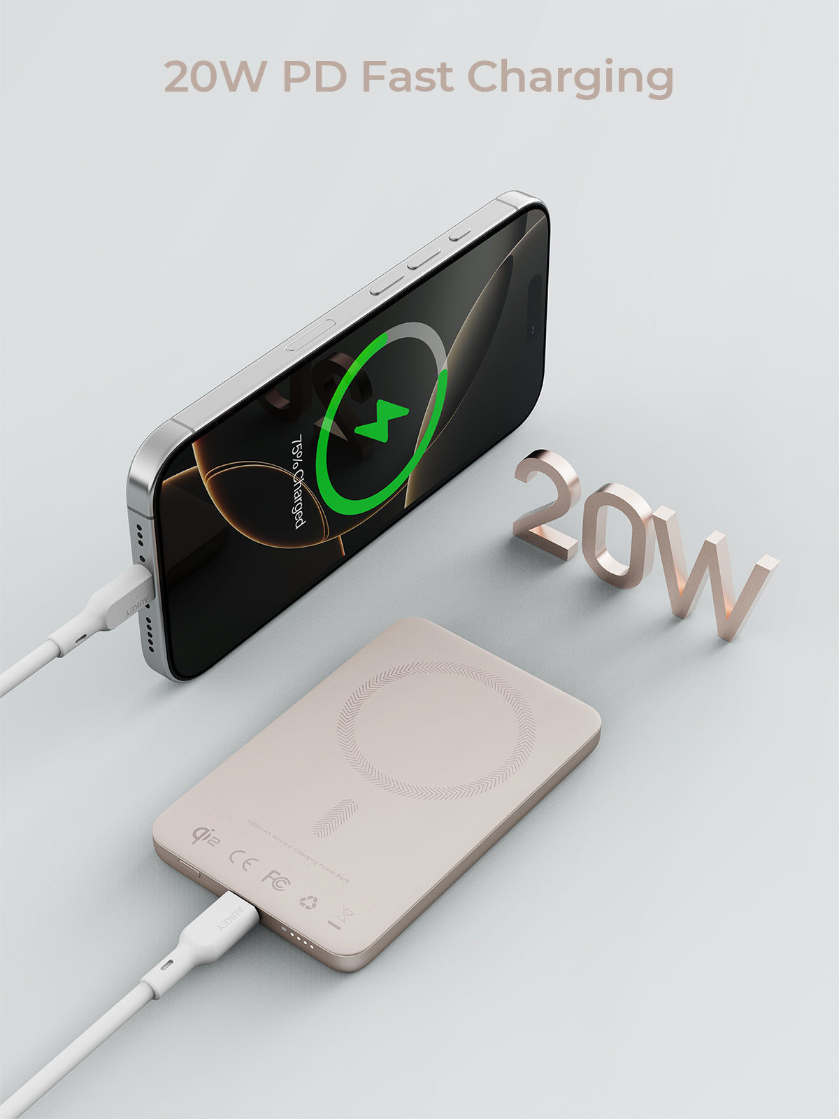 AUKEY MagFusion M 5000 20W Qi2 Magnetic Wireless Charging Power Bank PB-MS07