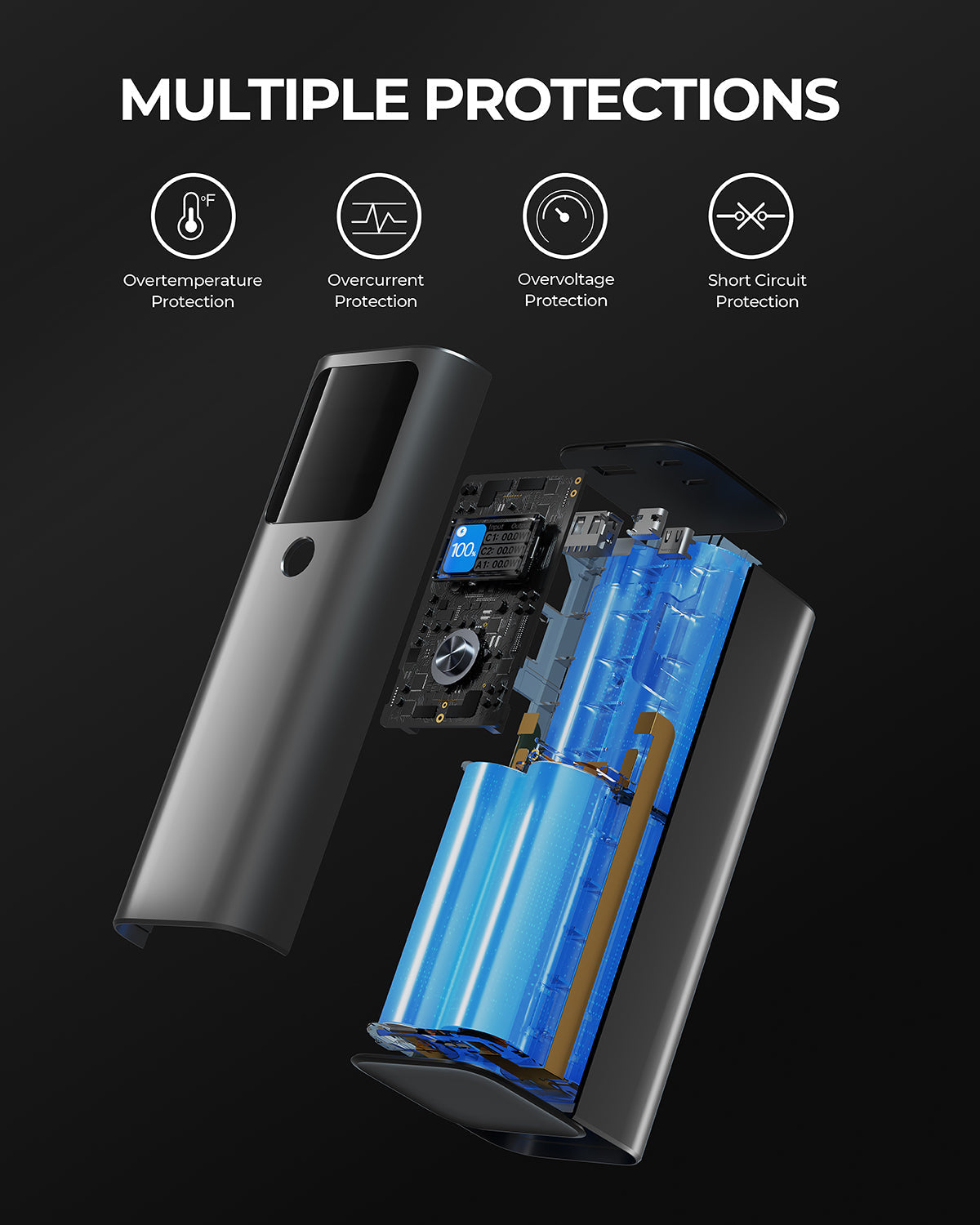 AUKEY Sprint X 27.6K 140W Ultra-Fast Charging Power Bank with Smart Digital Display PB-Y45