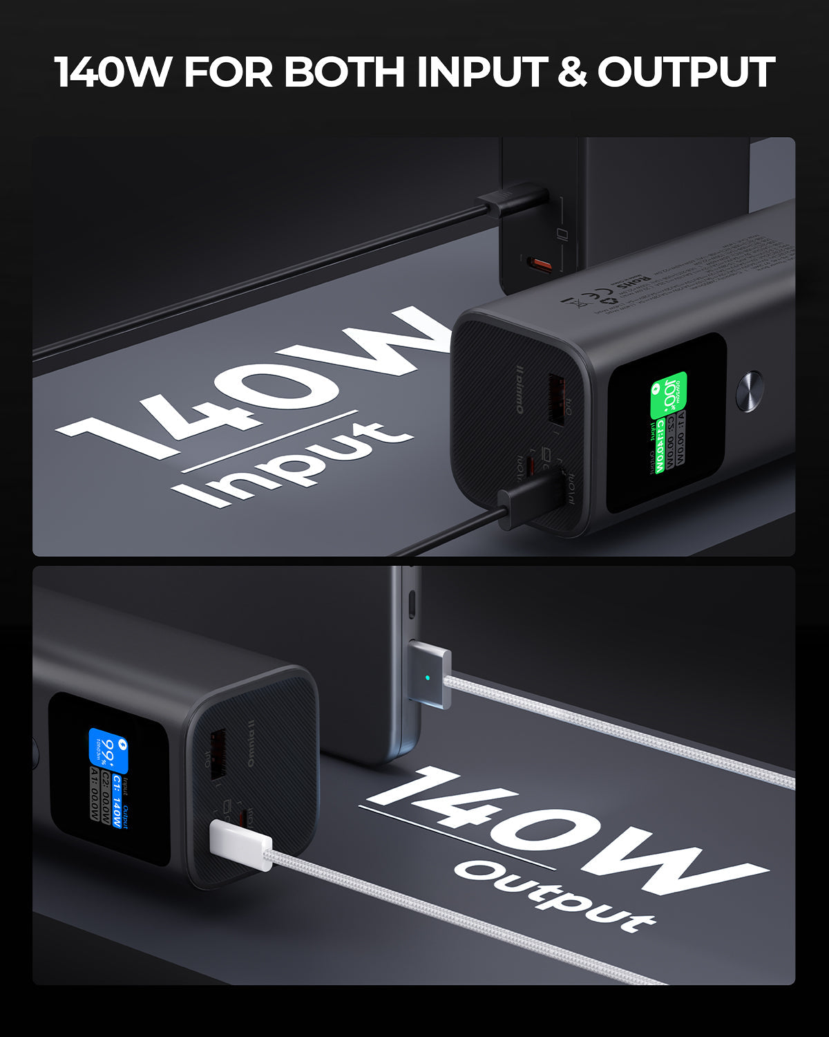 AUKEY Sprint X 27.6K 140W Ultra-Fast Charging Power Bank with Smart Digital Display PB-Y45
