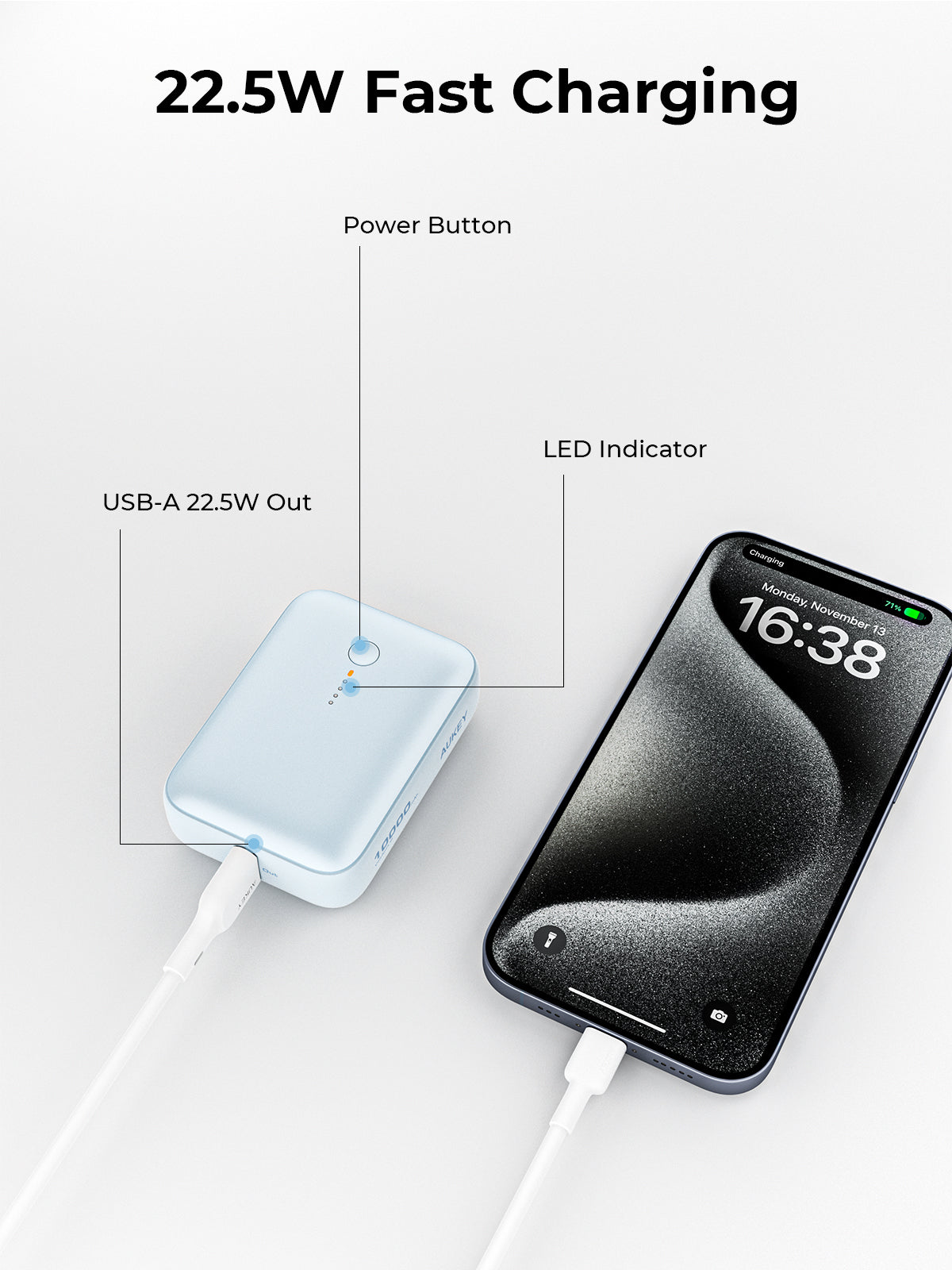 AUKEY Spark Mini 10000 Compact Fast Charging Slim Power Bank PB-Y55