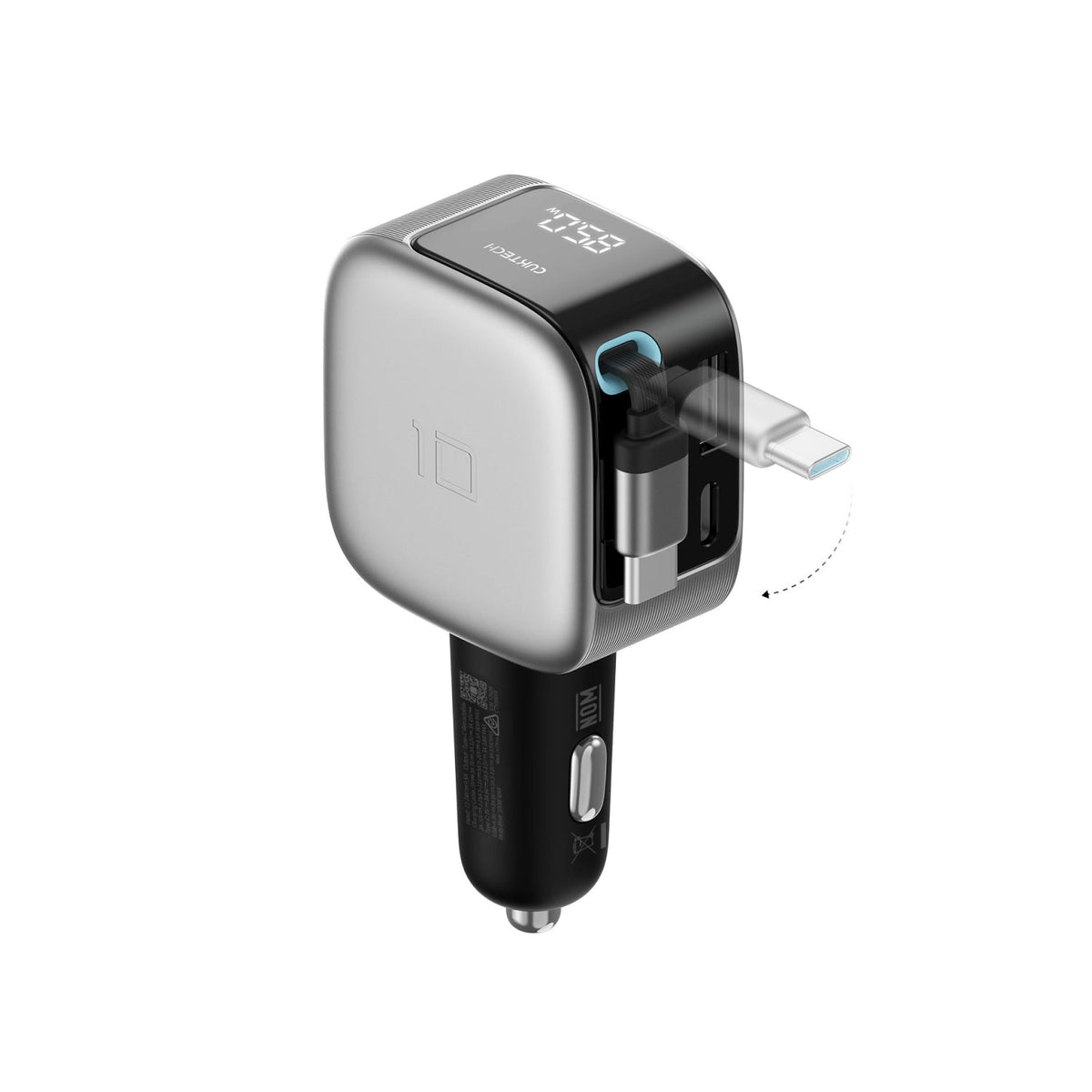 CUKTECH Retractable Car Charger with LED Display
