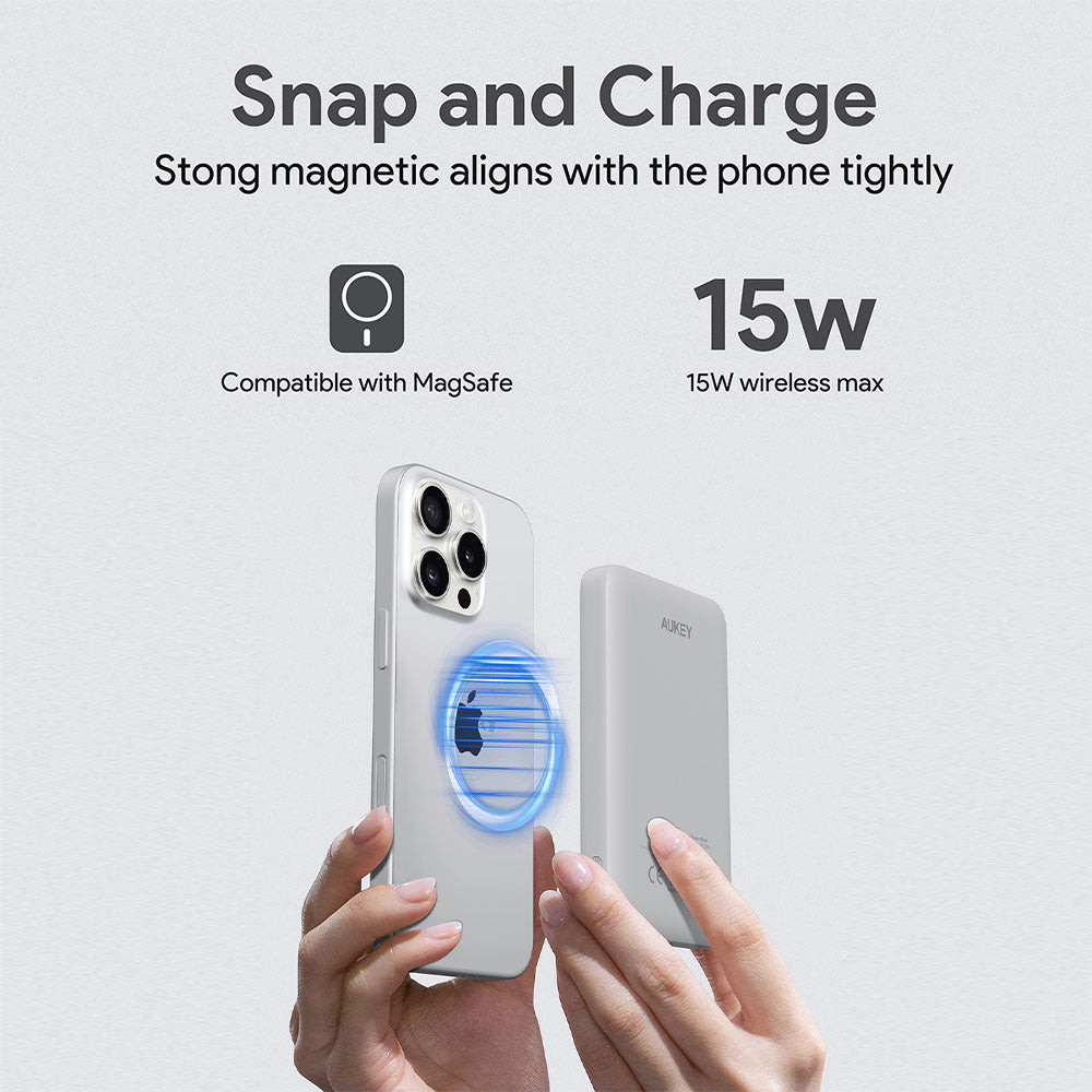 AUKEY MagFusion 5000 Slim 5000mAh  Magnetic Wireless Charging Power Bank PB-MS03