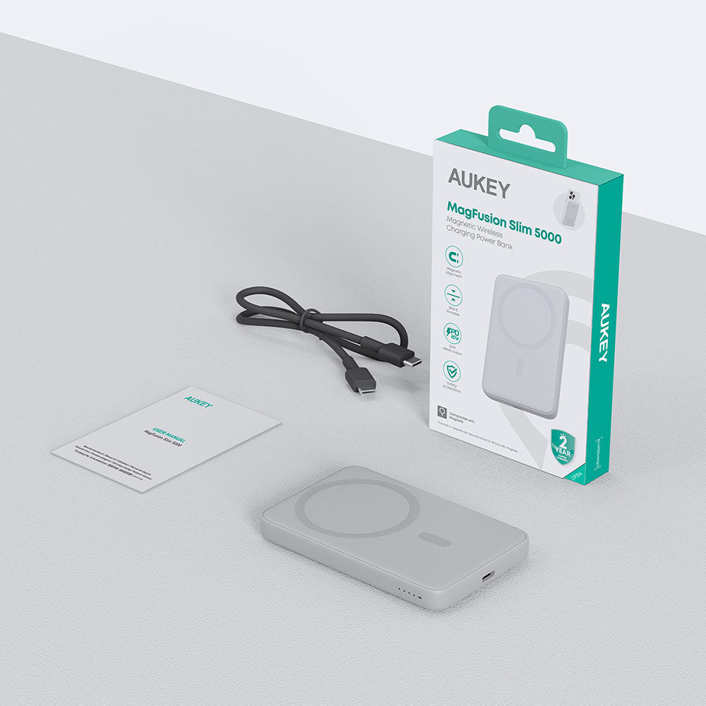 AUKEY MagFusion 5000 Slim 5000mAh  Magnetic Wireless Charging Power Bank PB-MS03